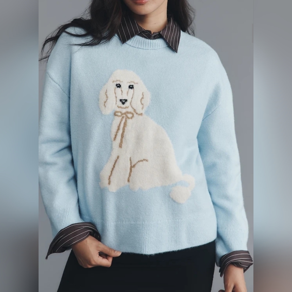Anthropologie Maeve Poodle Dog Icon Sweater